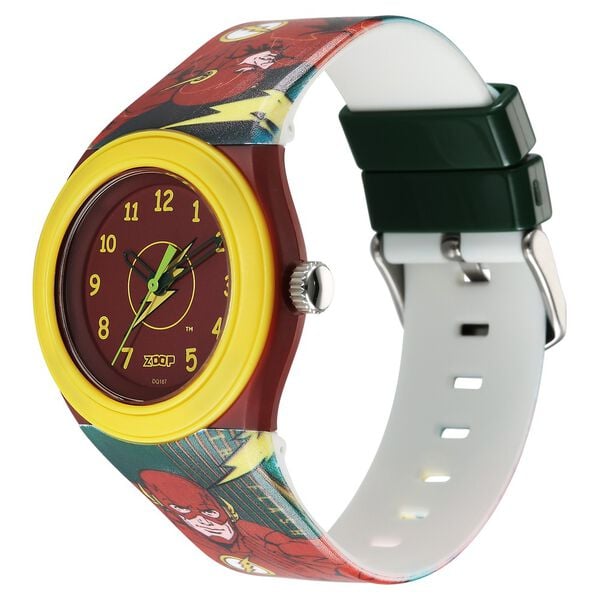Zoop C4048PP55 Analog Quartz Kids’ Watch with Red Dial and Multicoloured PU Strap
