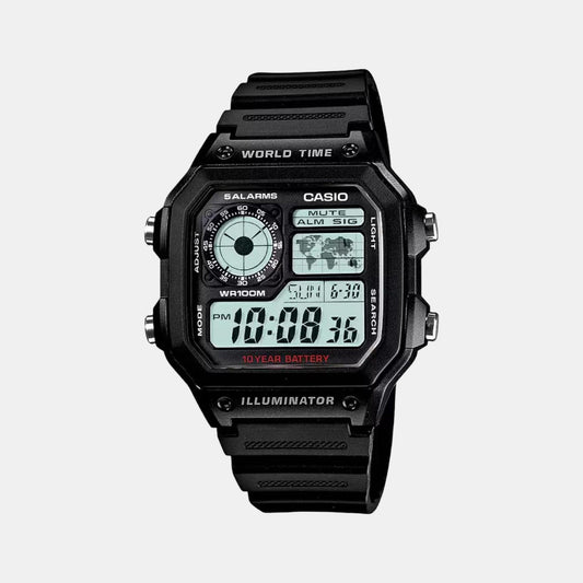 Casio D097 Digital Quartz Youth Unisex Watch with World Time, LED Light