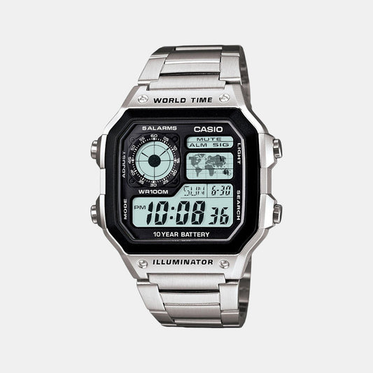 Casio D099 Digital Quartz Unisex Watch with Black Digital Dial, World Time