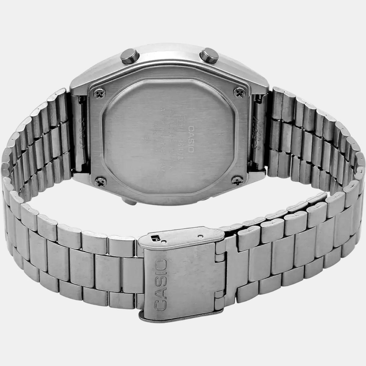 Casio D129 Vintage Quartz Digital Unisex Watch with Black Digital Display, Silver Stainless Steel Bracelet