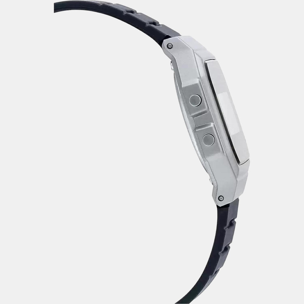 Casio D141 Unisex Quartz Digital Watch with Black Dial, Black Resin Strap