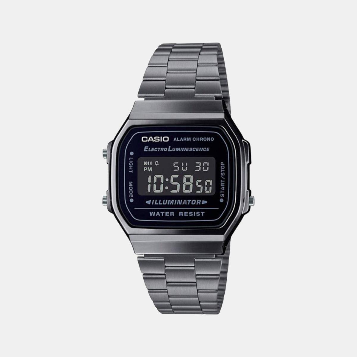 Casio D182 Vintage Digital Unisex Quartz Watch with Black Dial, Stainless Steel Bracelet