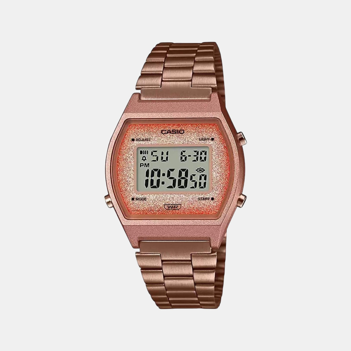 Casio D187 Vintage Unisex Digital Quartz Watch with Rose-Gold Dial & Stainless Steel Bracelet