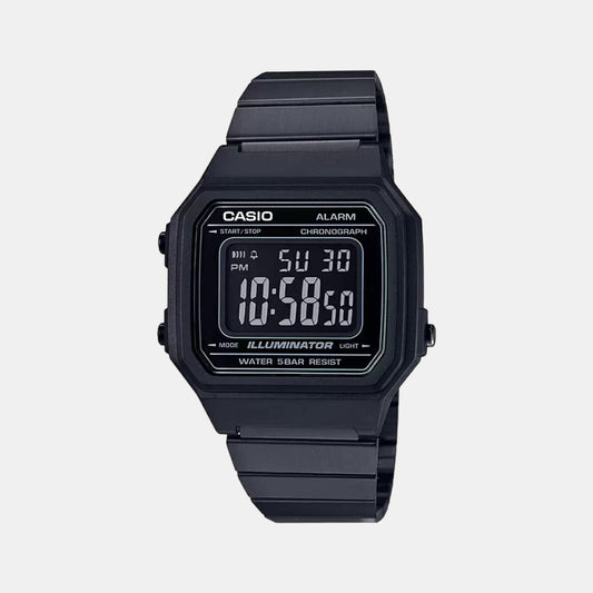 Casio D199 Vintage Unisex Digital Quartz Watch with Black Dial, Black Stainless Steel Strap