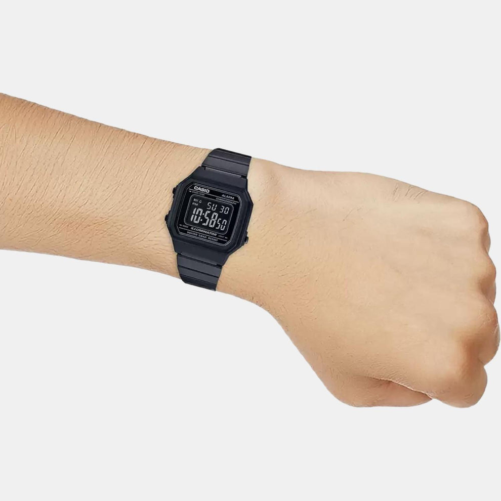 Casio D199 Vintage Unisex Digital Quartz Watch with Black Dial, Black Stainless Steel Strap