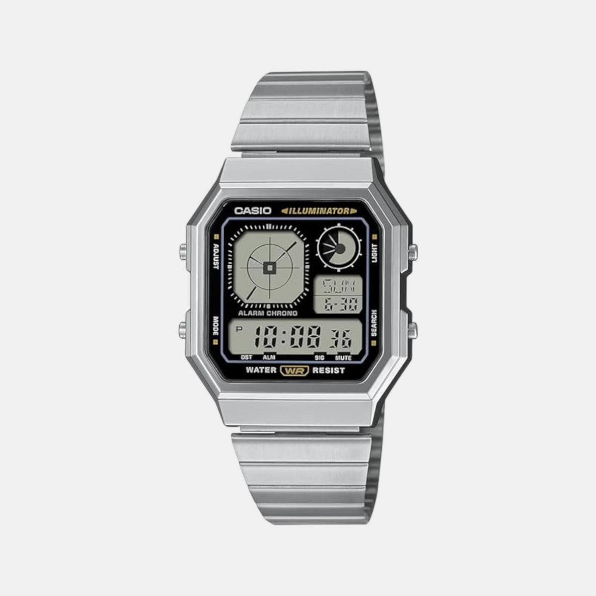 Casio D388 Digital Unisex Watch | Black Digital Display | Stainless Steel Strap | Vintage Quartz