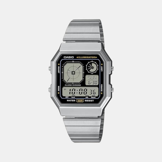 Casio D388 Digital Unisex Watch | Black Digital Display | Stainless Steel Strap | Vintage Quartz