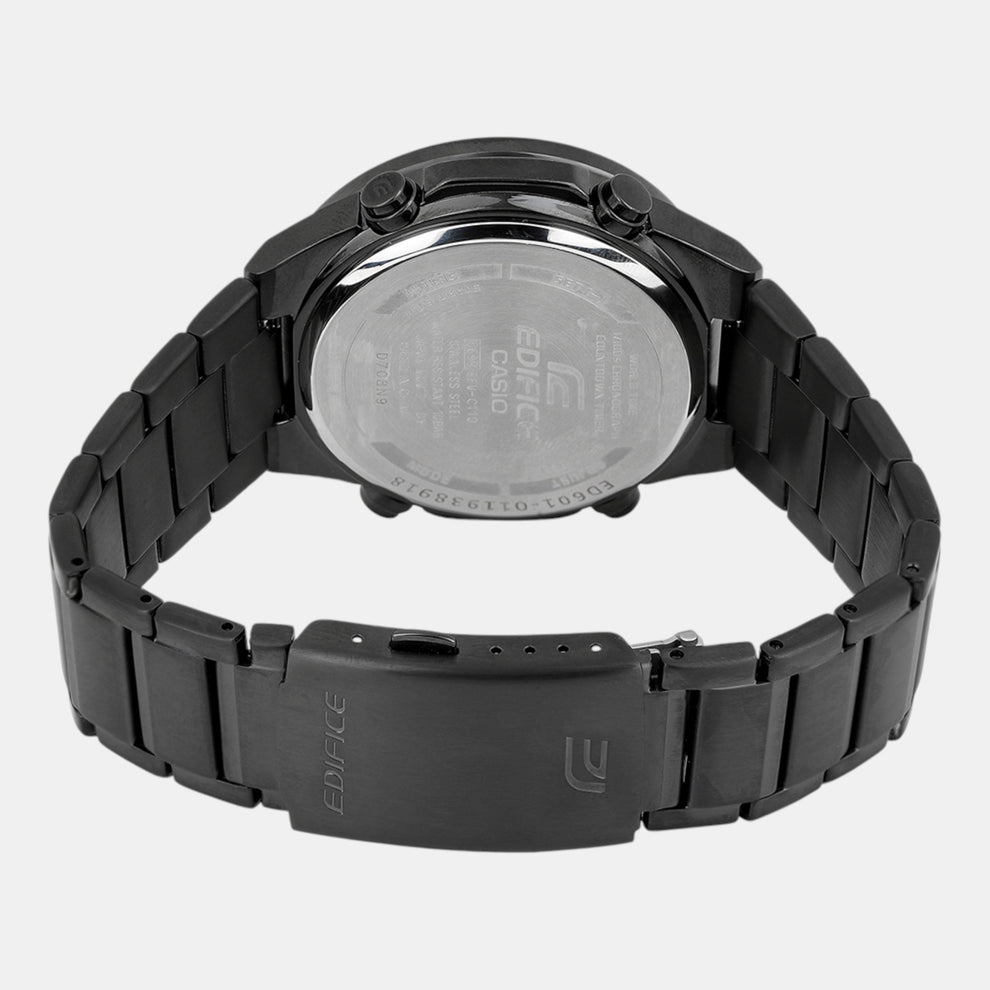 Casio ED601 Edifice Men’s Quartz Analog-Digital Watch with Black Dial & Black Stainless Steel Strap