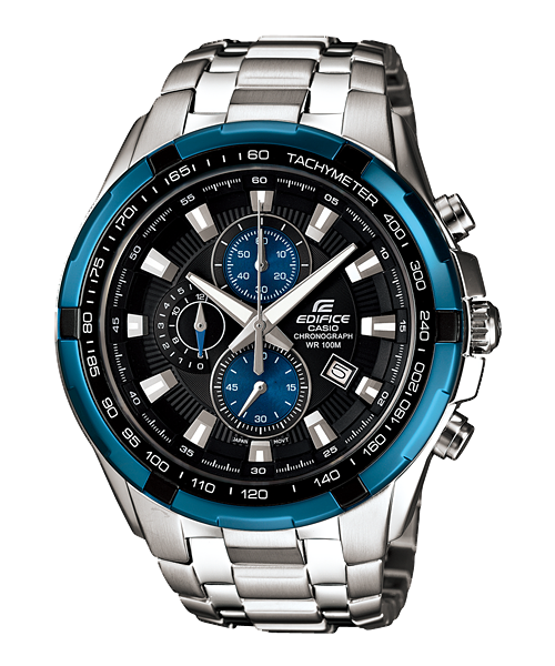 Casio ED462 Edifice Men’s Quartz Chronograph Watch with Blue Dial, Silver Stainless Steel Strap