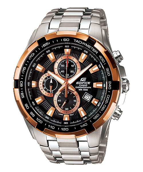 Casio Edifice ED368 Men’s Quartz Chronograph Watch with Black Dial & Silver Stainless Steel Strap