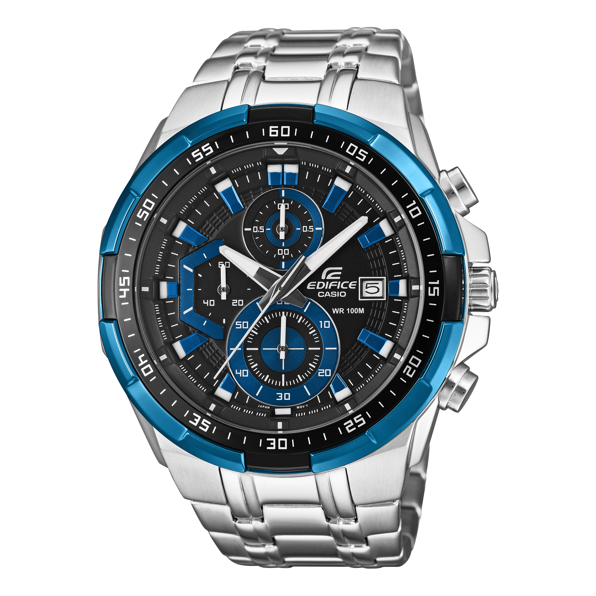 Casio EX190 Quartz Edifice Chronograph Black Dial with Stainless Steel Watch for Men