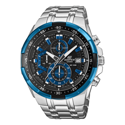 Casio EX190 Quartz Edifice Chronograph Black Dial with Stainless Steel Watch for Men
