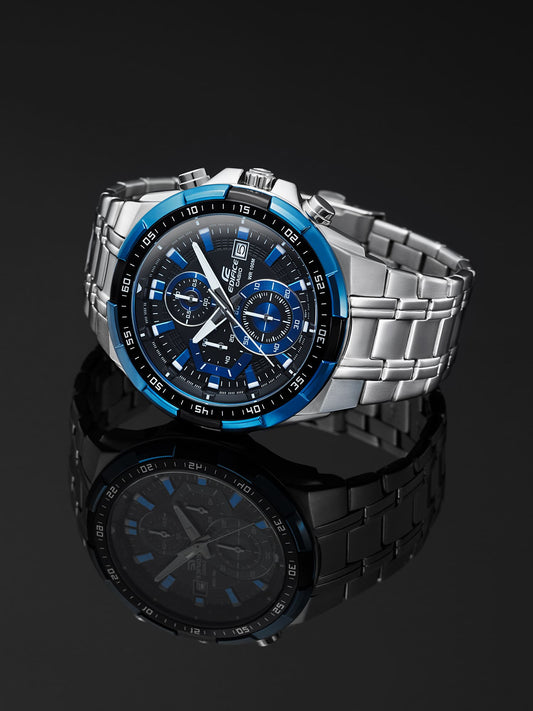 Casio EX190 Quartz Edifice Chronograph Black Dial with Stainless Steel Watch for Men