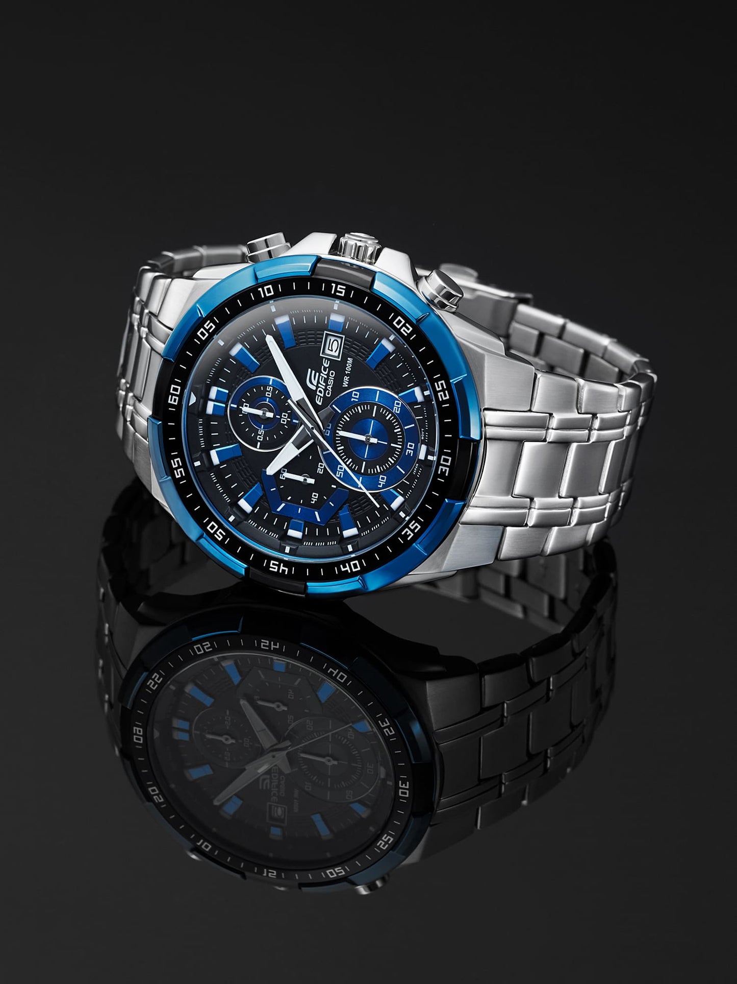 Casio EX190 Quartz Edifice Chronograph Black Dial with Stainless Steel Watch for Men