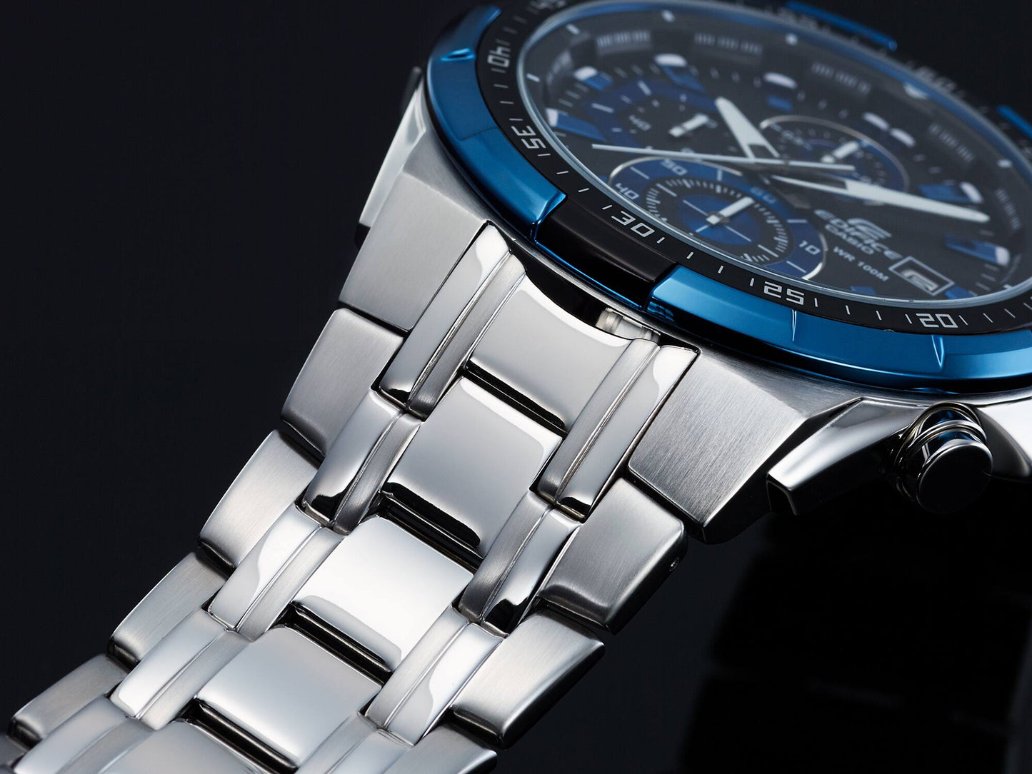 Casio EX190 Quartz Edifice Chronograph Black Dial with Stainless Steel Watch for Men