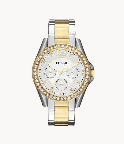 Fossil ES3204 Women's Quartz Multifunction Watch Silver Dial Two-Tone Stainless Steel Strap