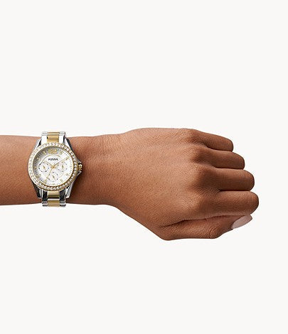 Fossil ES3204 Women's Quartz Multifunction Watch Silver Dial Two-Tone Stainless Steel Strap