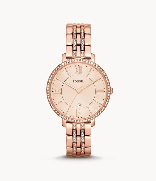 Fossil ES3546I Women's Quartz Analog Watch White Mother of Pearl Dial Rose Gold Stainless Steel Strap
