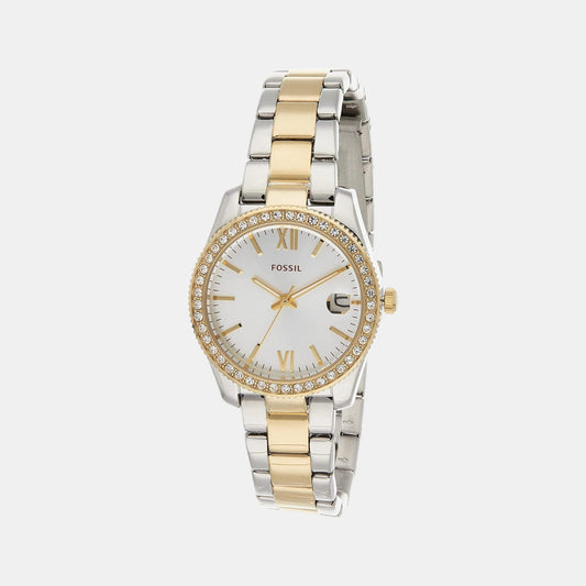 Fossil ES4319 Scarlette Mini Quartz Analog Women’s Watch with Two-Tone Silver & Gold Bracelet & Gold Sunray Dial