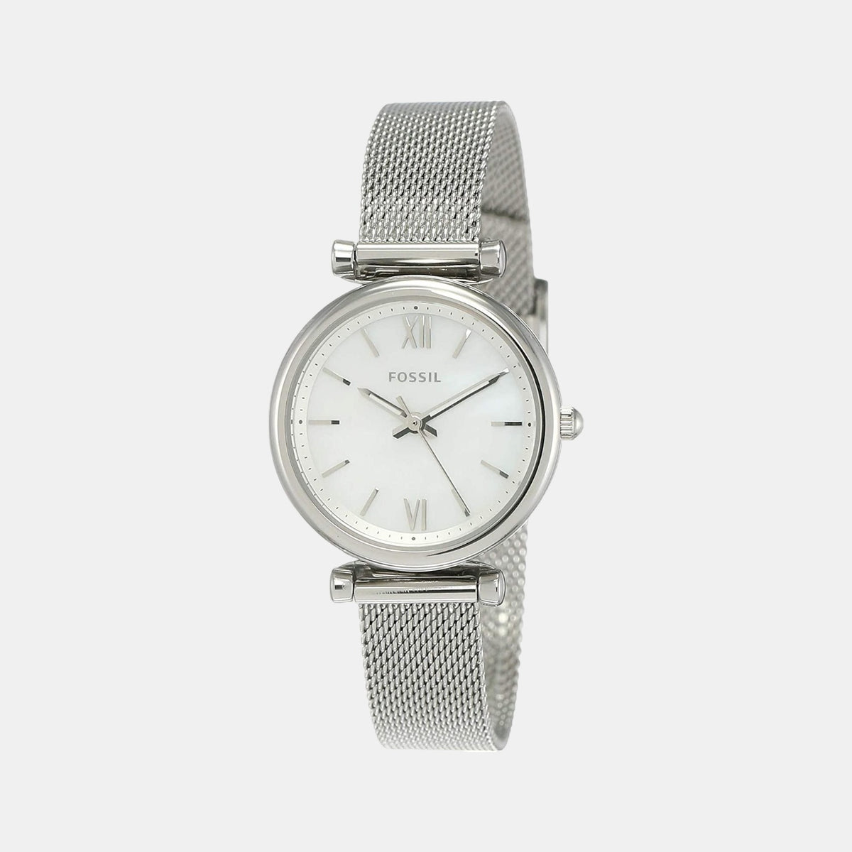 Fossil ES4432 Carlie Mini Three-Hand Women’s Watch with Silver Stainless Steel Bracelet & Silver Dial