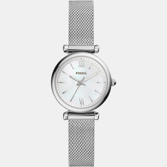 Fossil ES4432 Carlie Mini Three-Hand Women’s Watch with Silver Stainless Steel Bracelet & Silver Dial