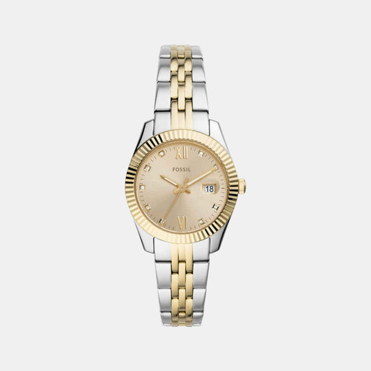 Fossil ES4949 Scarlette Mini Two-Tone Stainless Steel Analog Quartz Watch For Female With Date Display