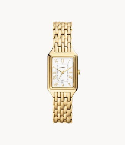 Fossil ES5220I Women's Quartz Analog Watch Silver Dial Gold Stainless Steel Strap