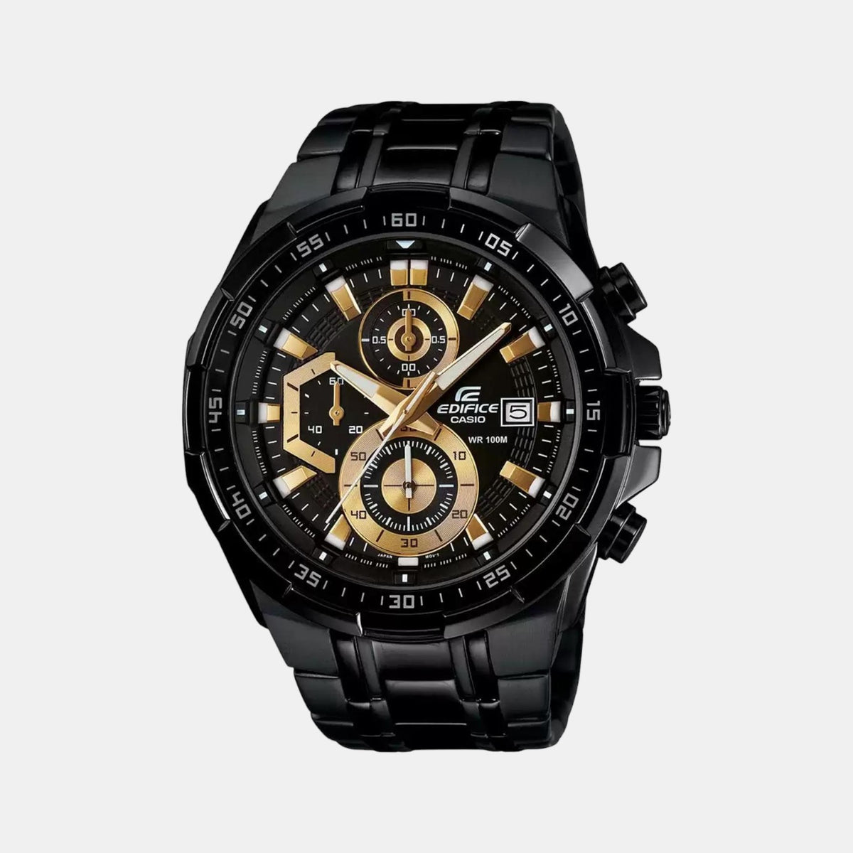 Casio EX187 Analog Quartz Men’s Edifice Chronograph Watch | Black Dial | Black Stainless Steel Bracelet | 100 m Water Resistant