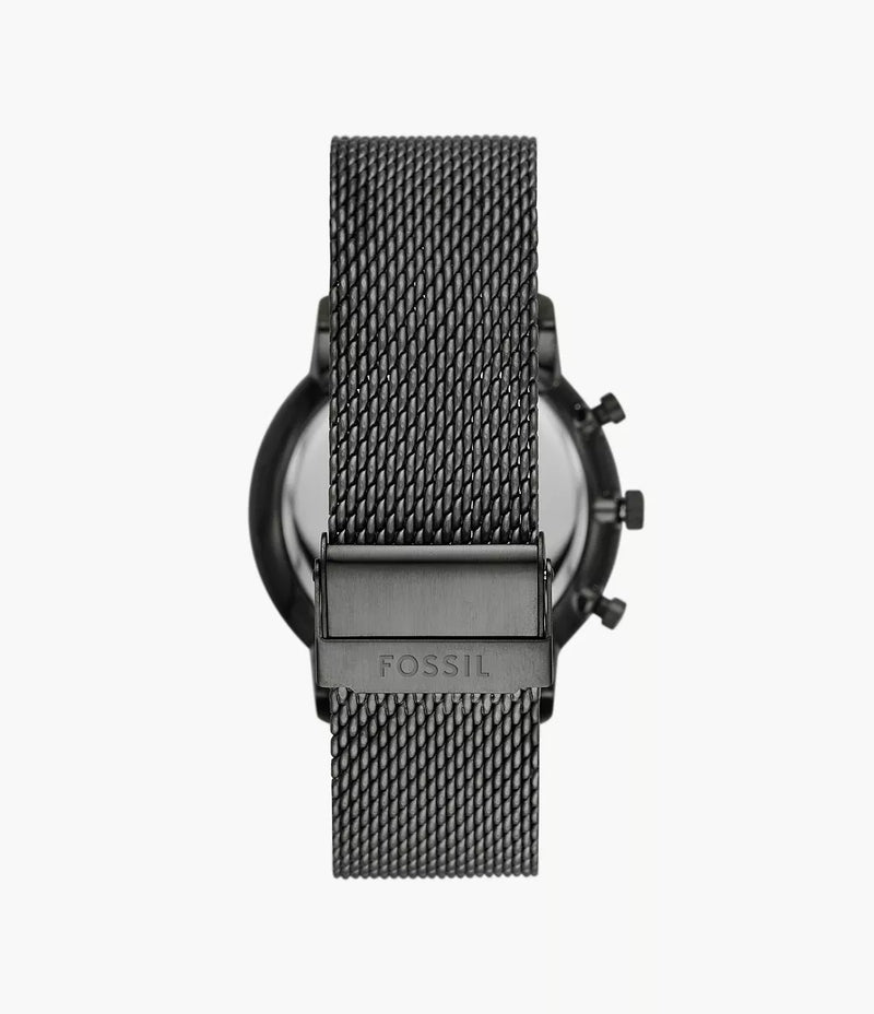 Fossil FS5699I Men's Quartz Chronograph Watch Black Dial Smoke Stainless Steel Mesh Strap
