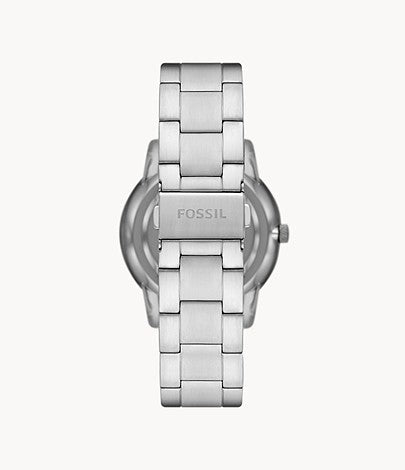 Fossil FS5907I Men's Quartz Moonphase Multifunction Watch Blue Dial Silver Stainless Steel Strap