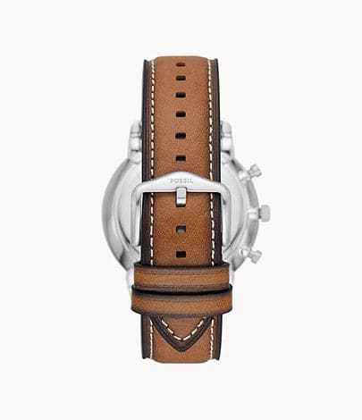 Fossil FS5963I Men's Quartz Chronograph Watch Green Dial Brown Leather Strap