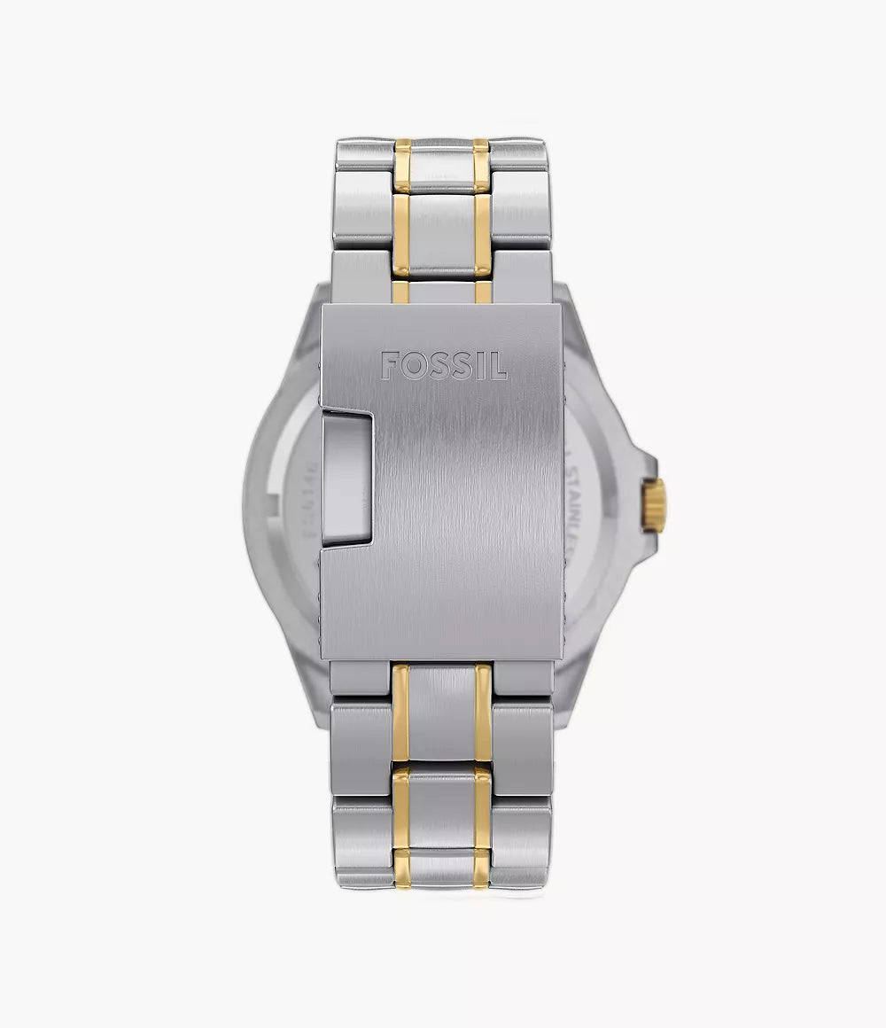 Fossil FS6148I Men's Quartz Multifunction Watch Silver Dial Two-Tone Stainless Steel Strap