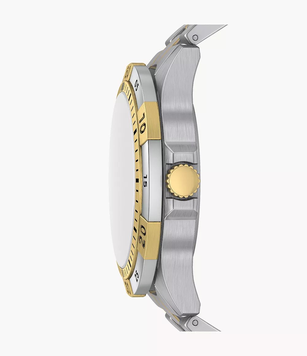 Fossil FS6148I Men's Quartz Multifunction Watch Silver Dial Two-Tone Stainless Steel Strap