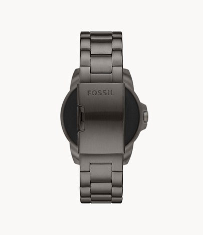 Fossil FTW4049 Men's Gen 5E Smartwatch Black AMOLED Dial Smoke Stainless Steel Strap