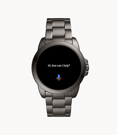 Fossil FTW4049 Men's Gen 5E Smartwatch Black AMOLED Dial Smoke Stainless Steel Strap