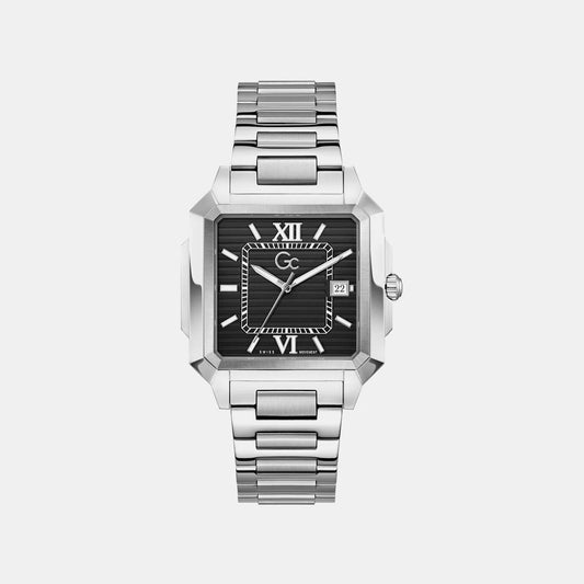 Gc Z74001G4 SquareCut Metal Men's Swiss Made Black Analog Watch