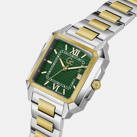 GC Z74004G9 SquareCut Metal Men's Swiss Made Green Analog Watch