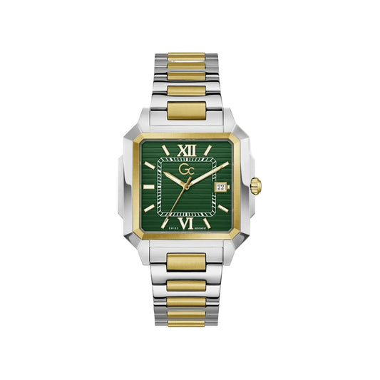 GC Z74004G9 SquareCut Metal Men's Swiss Made Green Analog Watch