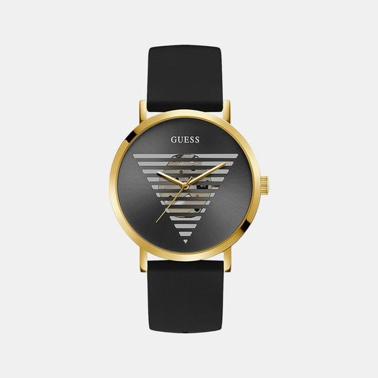 Guess GW0503G1 Analog Quartz Men Black Dial Gold Tone Case Silicone Strap Watch