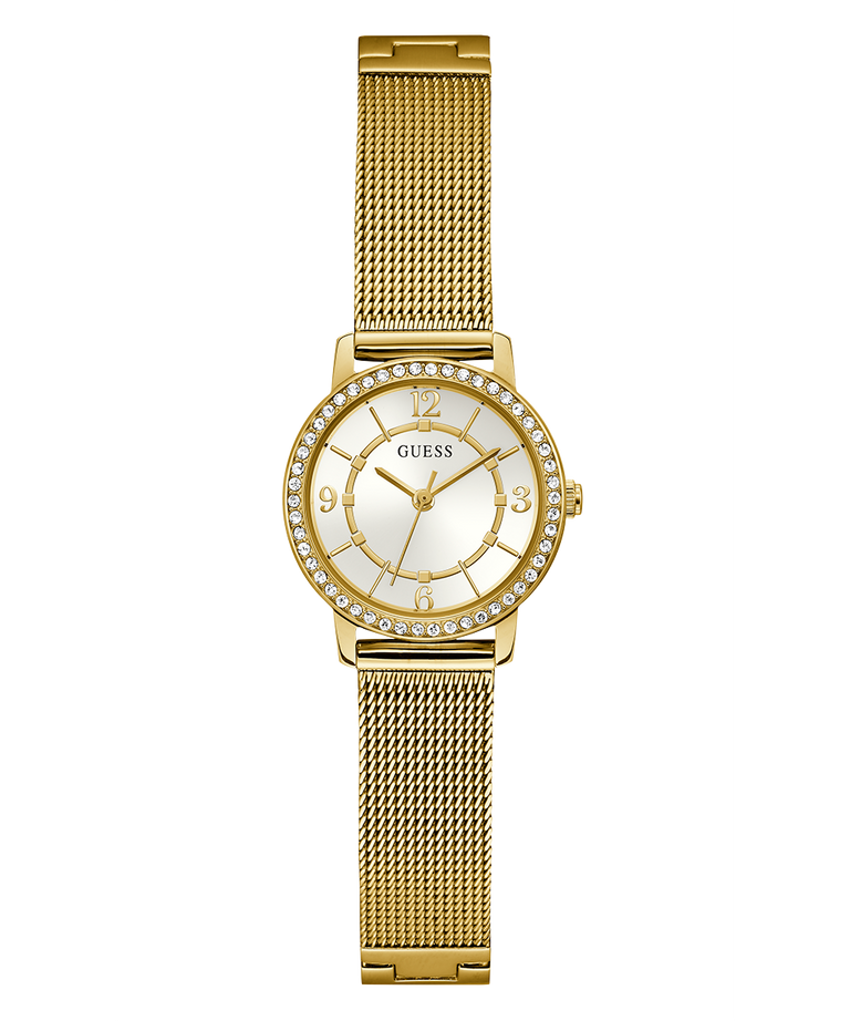 Guess GW0534L2 Quartz Analog White Dial Women’s Watch with Gold-Tone Mesh Strap