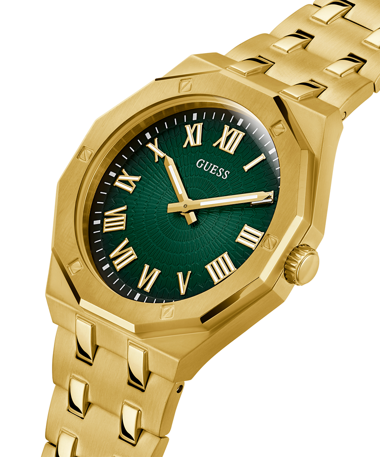 Guess GW0575G2 Quartz Analog Green Dial Men’s Watch with Gold-Tone Stainless Steel Strap