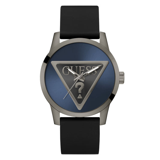 Bold GUESS Badge men’s watch with gunmetal case and black strap
