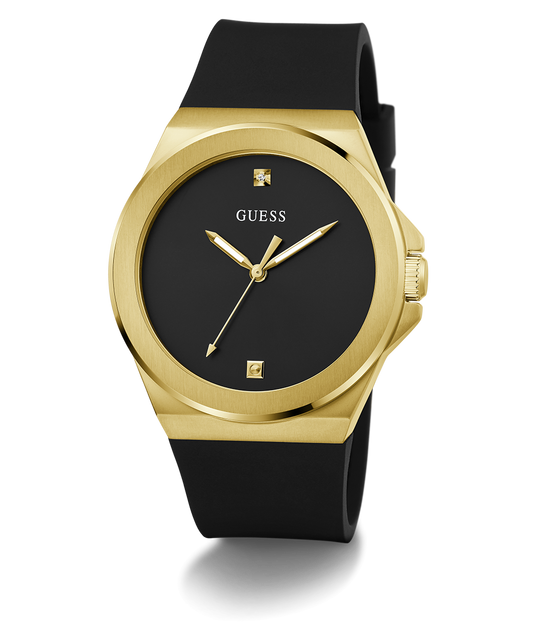 Guess GW0790G1 Analog Quartz Men Black Dial Black Silicone Strap Watch