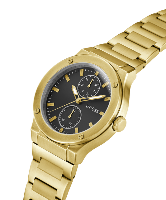 Guess GW0795G4 Analog Quartz Men Black Dial Gold Tone Stainless Steel Bracelet Multi-Function Watch