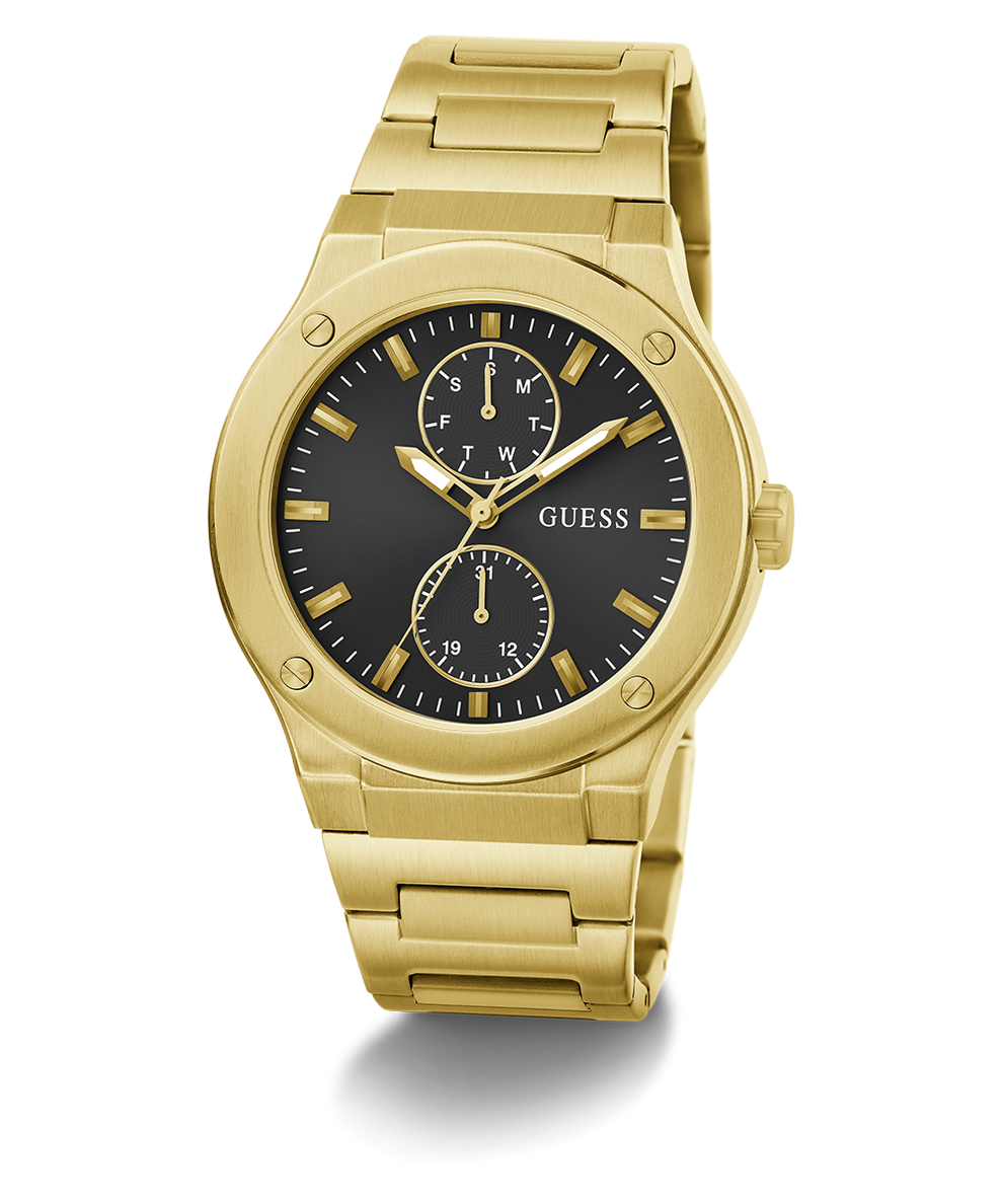 Guess GW0795G4 Analog Quartz Men Black Dial Gold Tone Stainless Steel Bracelet Multi-Function Watch