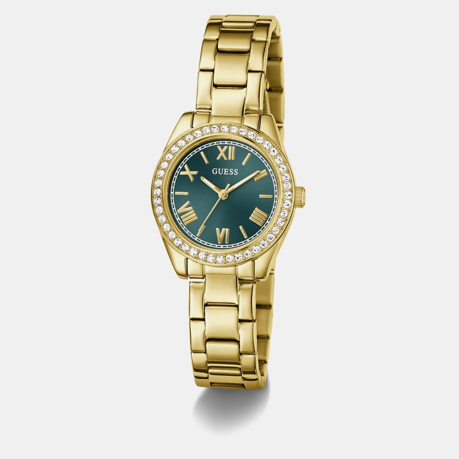 GUESS GW0841L9 Women's Quartz Analog Watch Green Sunray Dial Gold-Tone Stainless Steel Bracelet