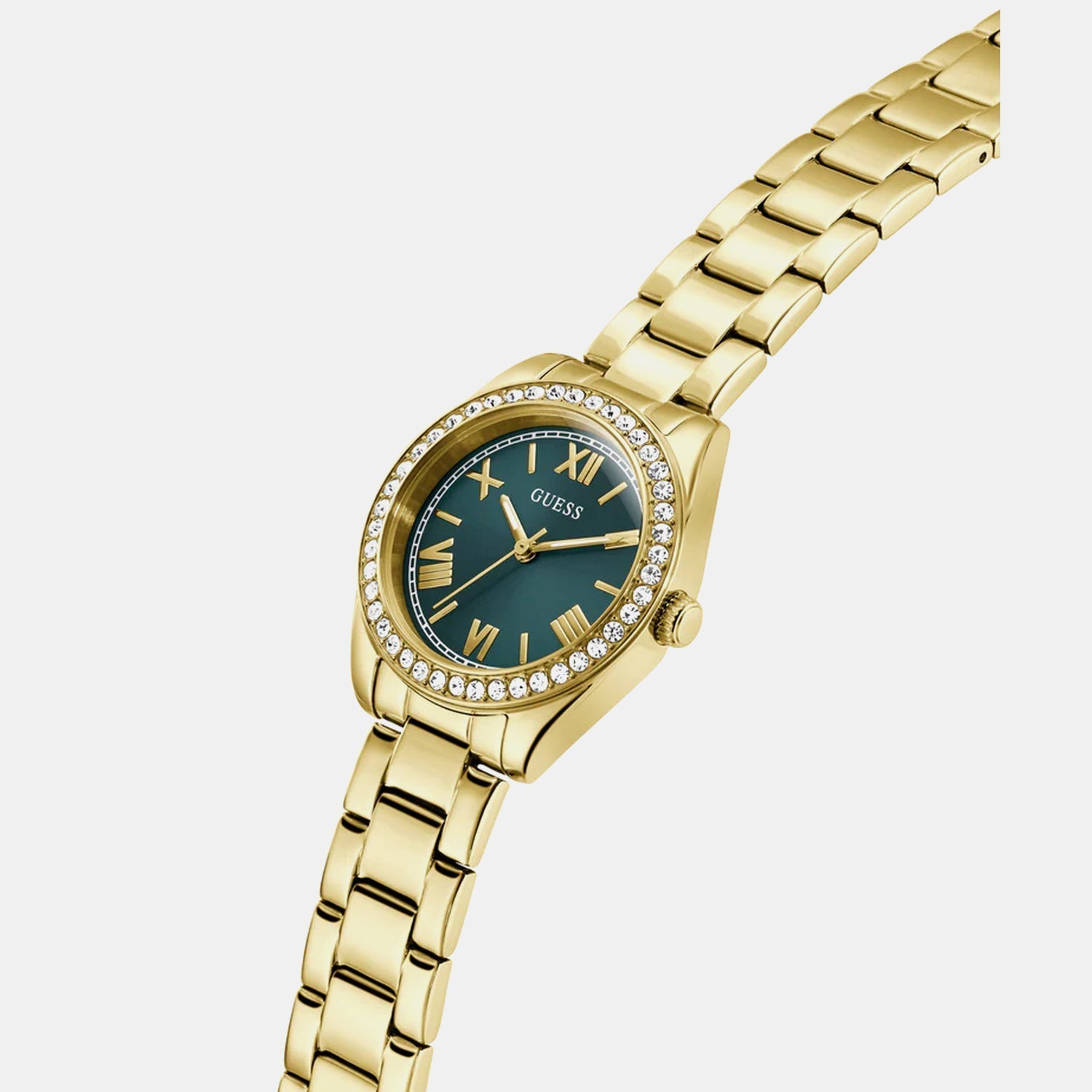 GUESS GW0841L9 Women's Quartz Analog Watch Green Sunray Dial Gold-Tone Stainless Steel Bracelet