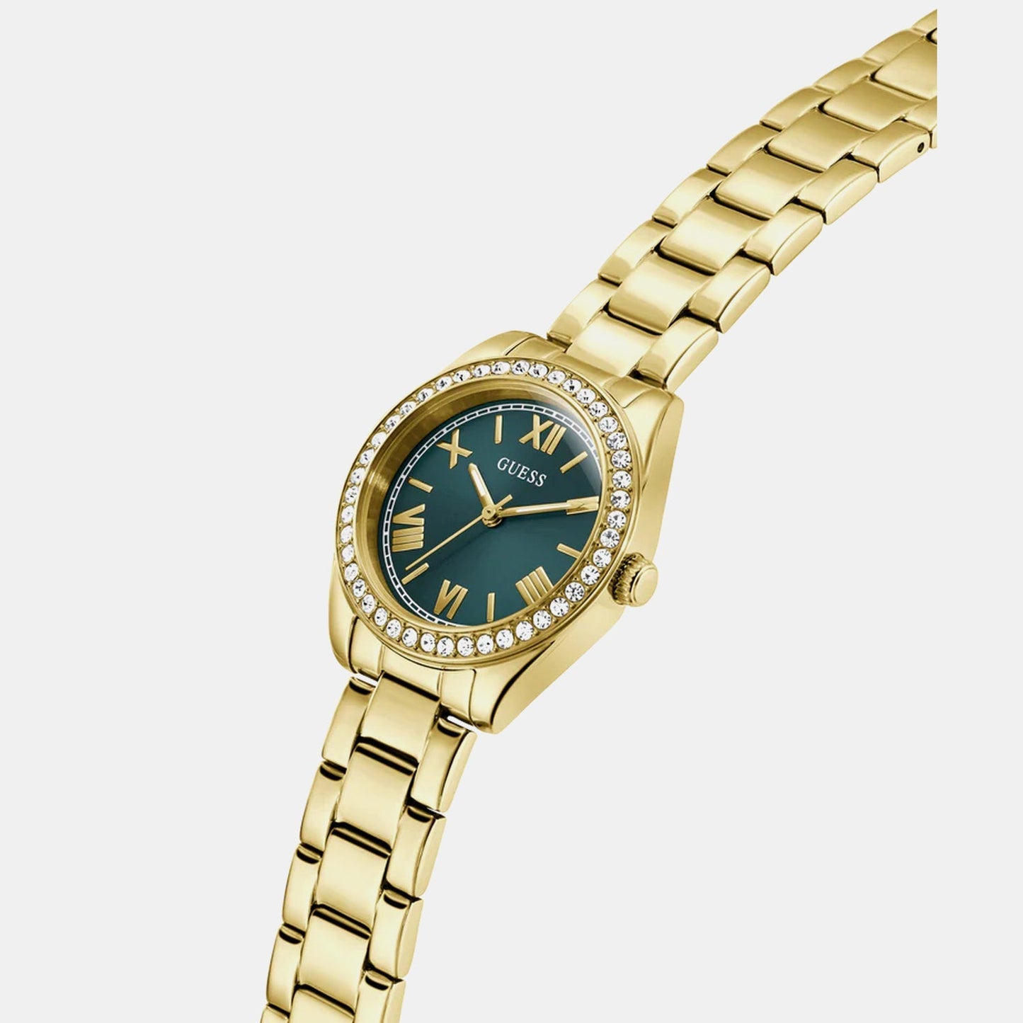 GUESS GW0841L9 Women's Quartz Analog Watch Green Sunray Dial Gold-Tone Stainless Steel Bracelet