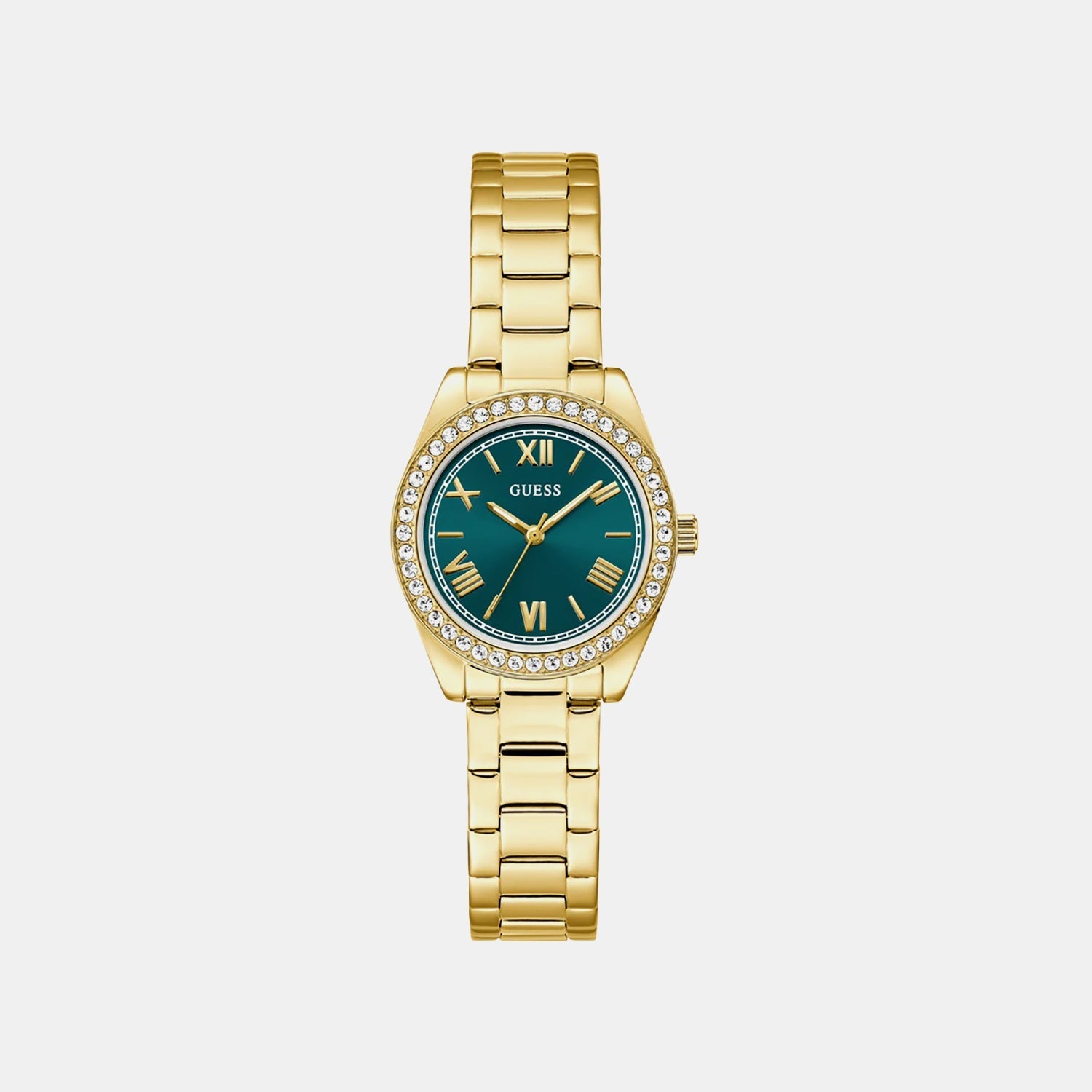 GUESS GW0841L9 Women's Quartz Analog Watch Green Sunray Dial Gold-Tone Stainless Steel Bracelet