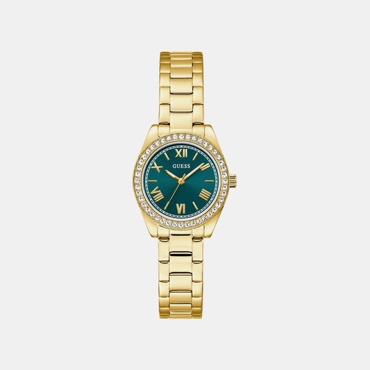 GUESS GW0841L9 Women's Quartz Analog Watch Green Sunray Dial Gold-Tone Stainless Steel Bracelet